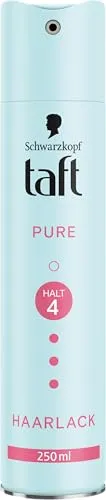 Schwarzkopf Taft Haarlack Pure (250 ml), Haarstyling Haltegrad 4, Haarspray für alle Haartypen, Keine Silikone, Kein Parfüm, Vegane Formel*