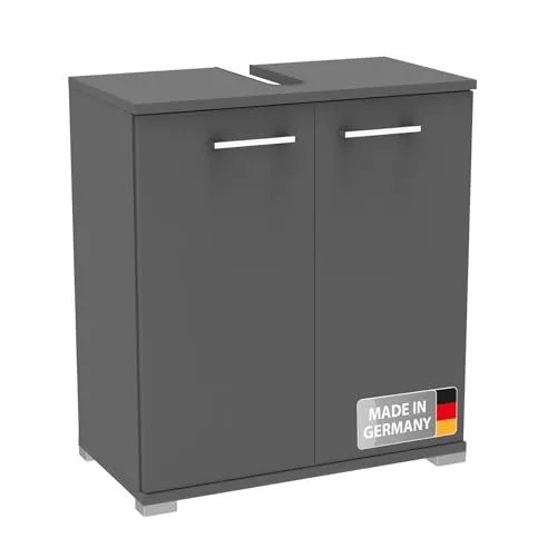 Fackelmann Easy Waschbeckenunterschrank in Anthrazit – 60cm Breit, Modernes Design und praktischer Stauraum, 2 Türen, inkl. Füße – Made in Germany