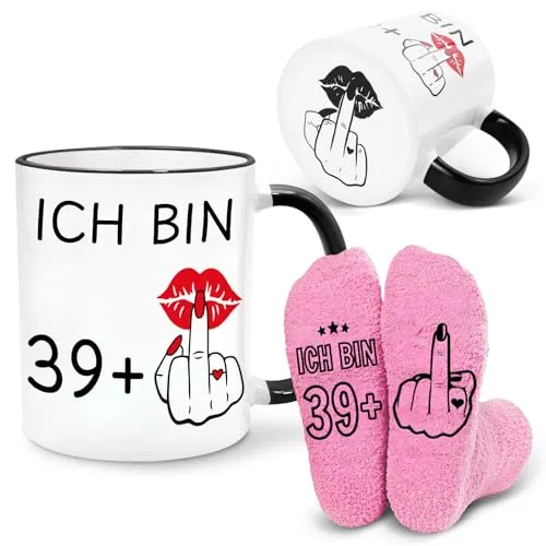 Geschenkset zum 40. Geburtstag für Frauen, Becher & Socken für Frauen