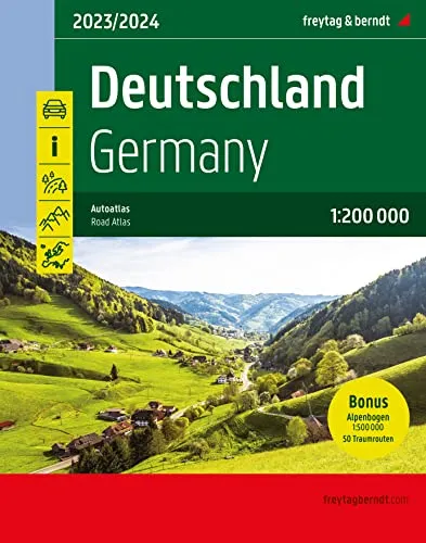 Deutschland, Autoatlas 1:200.000, 2024/2025, freytag & berndt: Mit Kartenteil Alpenbogen 1:500.000 und 50 Traumrouten, Spiralbindung (freytag & berndt Autoatlanten)