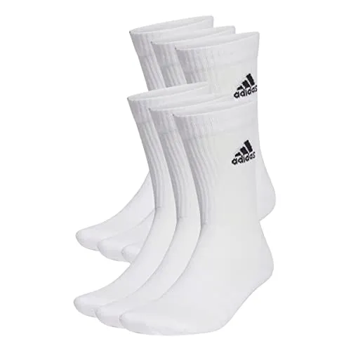 adidas Unisex Cushioned Sportswear Crew Socken, 6 Paar White/Black 31-33 - Sportsocken für Herren, wadenlang mit Fußgewölbeunterstützung und gebondeten Zehennähten für maximalen Komfort und Halt beim Sport.