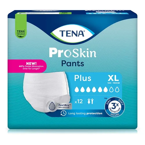 TENA ProSkin Pants Plus XL, 48 Stück - Inkontinenzhilfen für mittlere bis schwere Blasenschwäche. Hohe Saugkraft und maximale Diskretion durch innovative FeelDry Technologie, ideal für aktive Nutzer.