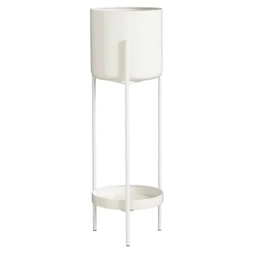 Mica Decorations Colyn Blumentopf auf Ständer - H60 x Ø19 cm - Weiß - Der elegante Colyn Blumentopf von Mica Decorations bringt Stil in Ihr Zuhause. Mit seinem schlanken Design und robustem Eisen ist er ideal für kreative Arrangements und passt perfekt in jedes Zimmer.