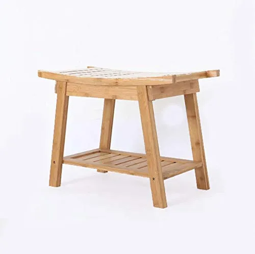 Luxus Badezimmerbank aus Bambus - Bank mit Ablagefach - Badezimmerbank aus Holz - Badezimmerhocker aus Bambusholz - Decopatent