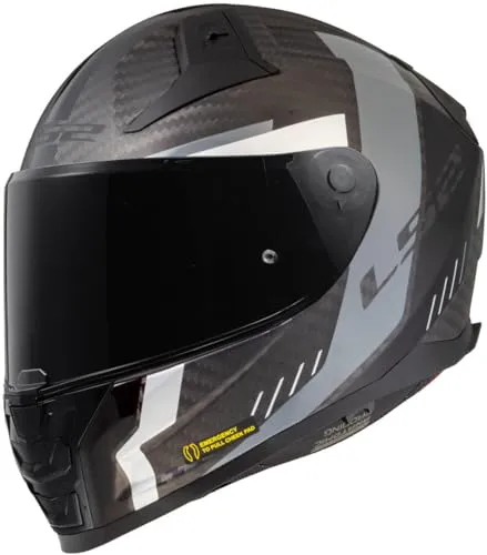 LS2 FF811 Vector II Carbon Integralhelm - Mattschwarz/Grau, Gr. 57/58 (M) - Motorradhelm aus leichtem Carbon mit integrierter Sonnenblende und hervorragender Belüftung. Ideal für Sportfahrer und lange Touren.
