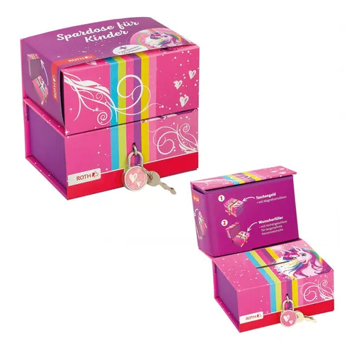 Roth Spardose Roth Spardose 2 Boxen mit 2 Fächern Einhornportrait