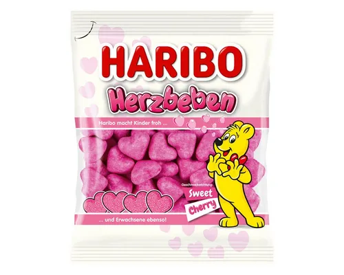 HARIBO Süßigkeit, HARIBO Herzbeben Schaumzuckerherzen mit Kirschgeschmack 160g