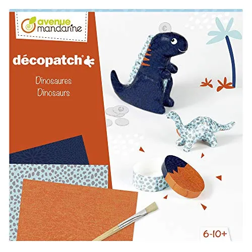 Avenue Mandarine KC114C - Kreativset D copatch, Dinosaurier-Thema für Kinder ab 6 Jahren, ideal zum Kleben und Gestalten