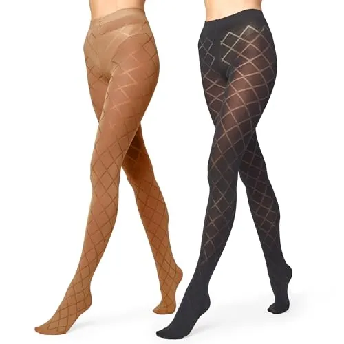 Merry Style Damen blickdichte Strumpfhose MS 328 60 DEN (2er Pack Graphite/Cappucino, XL)