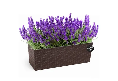 KONZEPT Balkonkasten Hochwertige Blumenkasten Rattan-Optikin, rechteckig 56 x 19 cm, Balkonkasten ideal fur Balkon, Terrasse, Fensterbank