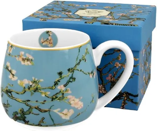 Duo-Gift Becher Fass Blumen Mug/ Barrel / Tee/KaffeeTasse / Tiere / Vogel Fassbecher, Porzellan : Mandelblüte, mit Geschenkbox / Ideal als Geschenk
