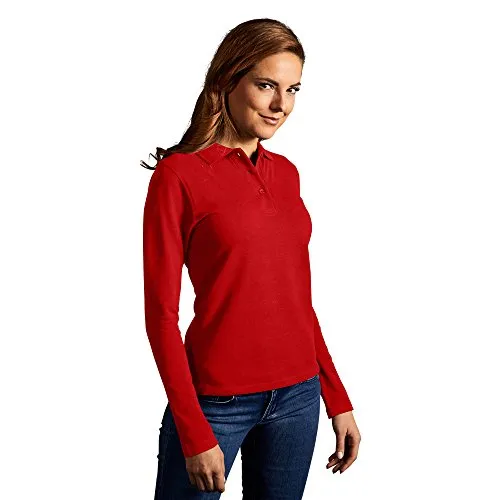 Heavy Langarm-Poloshirt Damen, Rot, M - Poloshirts für Damen, hochwertiges Material für optimalen Tragekomfort und stilvolles Design in feurigem Rot.