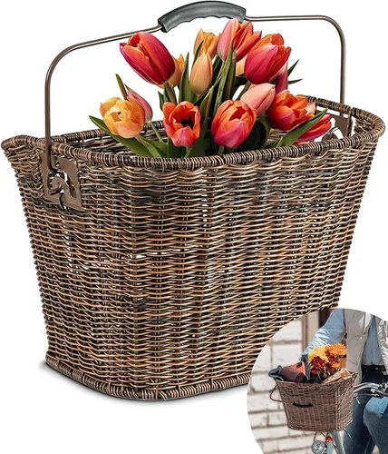 Fahrradkorb BÜCHEL Express Klick braun Vorne Vorderrad Korb geflechtet