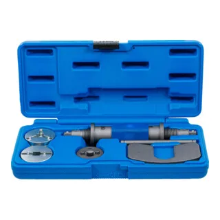 BGS 9159 | Bremskolben-Rückstell-Satz | 6-teilig - Bremssattelwerkzeugset für das mühelose Zurückstellen von Bremskolben, passend für die meisten Fahrzeuge, inklusive einstellbarer Adapter und magnetischer Adapterplatte.
