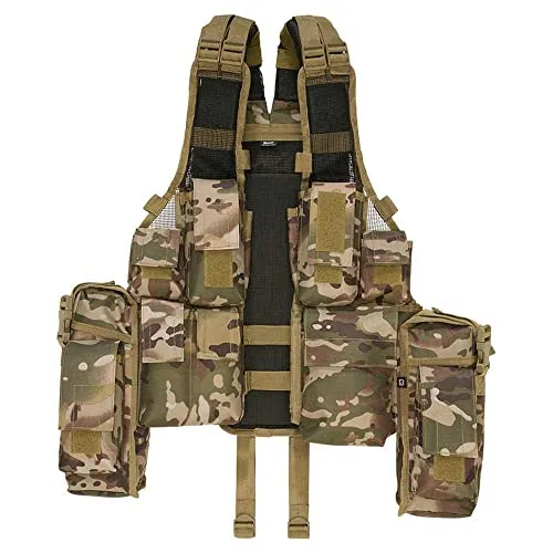 Brandit Tactical Vest - Camo, OS - Herren-Weste mit 13 Taschen für optimale Ausrüstung, atmungsaktives Material und gepolsterte, verstellbare Schultergurte für höchsten Tragekomfort.
