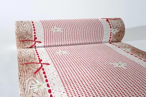 Sovie HORECA Linclass® Airlaid Tischläufer ALMA, 40 cm x 24 m, Tischdecken-Rolle stoffähnlich, Alpencharm Landhausstil Cottagestyle mit Holzoptik