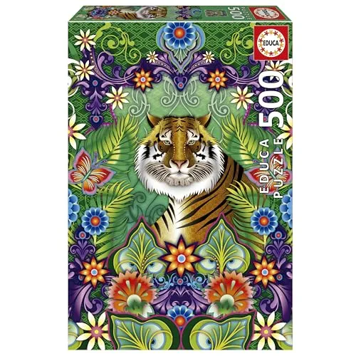 Educa - Puzzle von 500 Teilen für Erwachsene | Bengalisher Tiger, Catalina Estrada. Messen: 34 x 48 cm. Beinhaltet die puzzlekleber FixPuzzle. Seit 11 Jahren (19912)