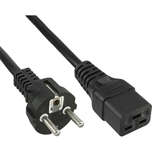 InLine 16658H Netzkabel 16A, Schutzkontakt gerade auf Kaltgerätestecker IEC320/C19, 0,5m