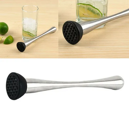 Silber-22cm Edelstahl Cocktail Caipirinha Stößel Löffel Muddler Mixer Crush
