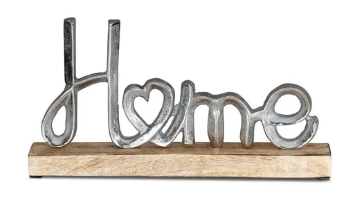Levandeo® Deko-Schriftzug, Aufsteller Mango Schriftzug Home H11cm Metall Holz Deko Mangoholz