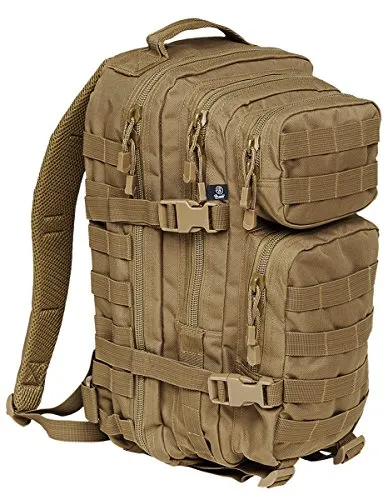 Brandit US Cooper Rucksack Lasercut Large Camel - Rucksack mit Lasercut MOLLE-System, gepolsterte Schultergurte und hohen Tragekomfort, ideal für Outdoor-Abenteuer und Reisen.