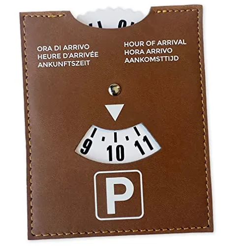 pubblimania parkscheibe Maxi Parkplatz Ankunftszeit aus weichem Kunstleder Soft-Touch 10,5 x 13 cm (Elegance)