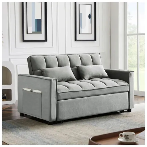 HTI-Living Sofa mit Schlaffunktion - Sofa & Sessel, 2-Sitzer Schlafsofa in elegantem Grau, ideal für Wohnzimmer, bequem und belastbar bis 300 kg