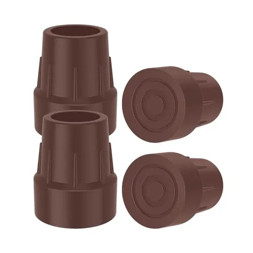 supregear 4 Stück Krückenspitzen, 1 Zoll (25 mm) Gummiersatzspitzen für Krücken, Gehstöcke, Wanderstöcke, Gehhilfen, Toilettenstühle, Duschstühle und Universelle rutschfeste Gehstockspitzen, Braun