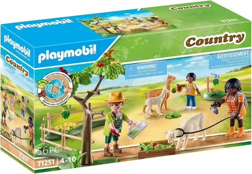 PLAYMOBIL Country: Alpaka-Wanderung - 3-Figuren-Set mit 2 Alpakas und 2 Alpakababys, ideal für kreative Rollenspiele und Naturabenteuer!