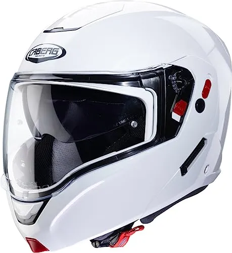 Caberg Horus X Klapphelm Weiß, L - Panorama Visier - Motorradhelm mit klarem Panoramic Ultra-Wide Visor und integriertem Sonnenschutz. Atmungsaktives, waschbares Innenfutter für optimalen Komfort auf jeder Fahrt.