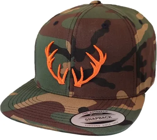 Baddery Camo Cap Flexfit Snapback : Hirschgeweih - Kappe Herren & Damen - Camouflage Jäger Mütze (Camo - One Size)