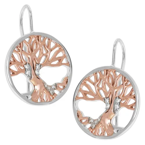 TRENDOR Schmuck Damen-Ohrringe Silber 925 Ohrhänger Lebensbaum 75509