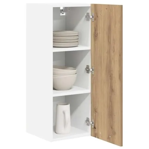 vidaXL Hängeschrank Riga in Artisan-Eiche und Weiß – 30 x 31 x 80 cm