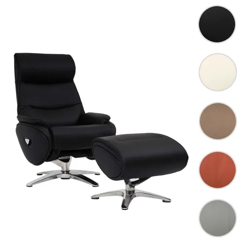 Relaxsessel + Hocker HWC-K98, drehbarer Fernsehsessel aus Echtleder/Kunstleder - Sofas & Sessel – Modernes Design mit extra dicker 10 cm Polsterung für ultimativen Komfort und verstellbarem Fußhocker, ideal für Ihr Wohnzimmer.