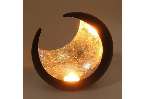 Casa Moro Windlicht Orientalischer Teelichthalter Ravi Ø 20 cm, Windlichthalter Wohn-Deko (marokkanischer Halb-Mond Metall, 1 St., Hilal Eid Mubarak Kerzenständer), Ostern Muttertag Dekoration Tisch Deko Kerzenleuchter