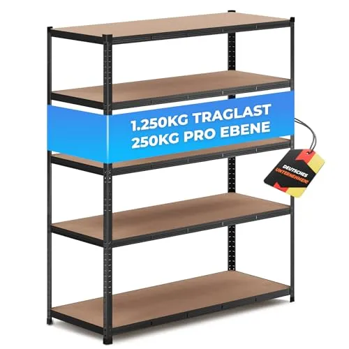 ALL Premium Schwerlastregal 180x150x60 cm Schwarz von ALL