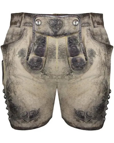 Maddox Trachtenlederhose Kurze Damen Short 'Griessee', Ziller Metis Grau