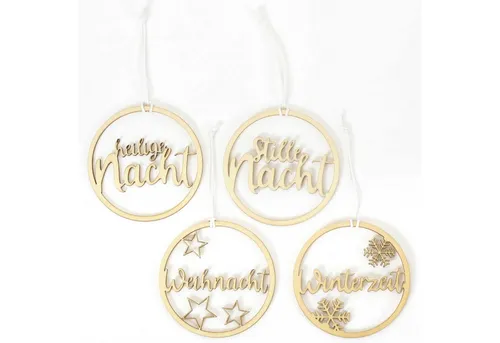 PAPIERDRACHEN Christbaumschmuck 12 Anhänger aus Holz für den Weihnachtsbaum - Baumschmuck