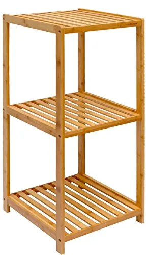 DuneDesign XL Bambus Holz Regal 83 x 38 x 39,5 cm 3 Fächer Stand-Regal Badezimmer Ablage Küchen Aufbewahrung Badregal