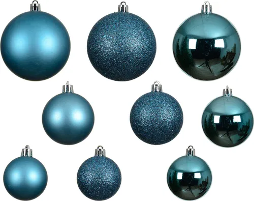 Weihnachtskugeln Kunststoff 4-6cm Mix 30er Set - Folkloreblau