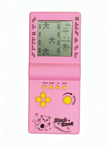 CZT Großbild-Ziegel Spielkonsole klassisches Puzzle eingebaut 26 Spiele Geschwindigkeit/Schwierigkeitsgrad einstellbar mit 2 AA-Batterien (Nicht im Lieferumfang enthalten) (Rot)