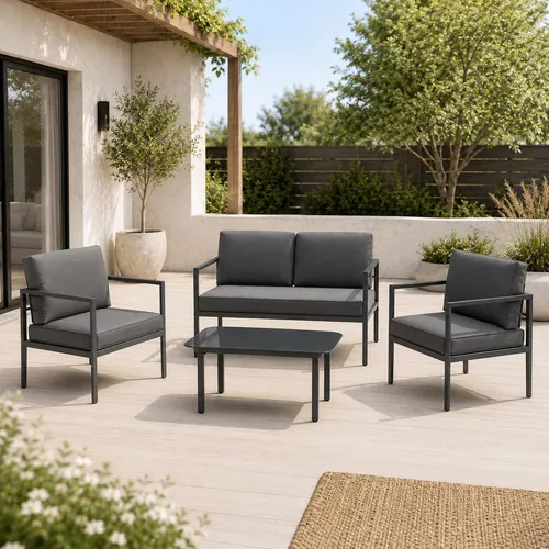 Home Collective Gartenmöbel Set | 4-teiliges Lounge Set für Balkon und Terrasse