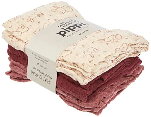 Pippi 6er Pack Unisex Baby Stoffwindel / Spucktuch / Mullwindel 65x65 - Mulltücher, weich und saugstark aus Baumwolle, ideal als Spucktuch oder Stoffwindel. Extrem strapazierfähig und im praktischen 6er Pack in verschiedenen Farben.