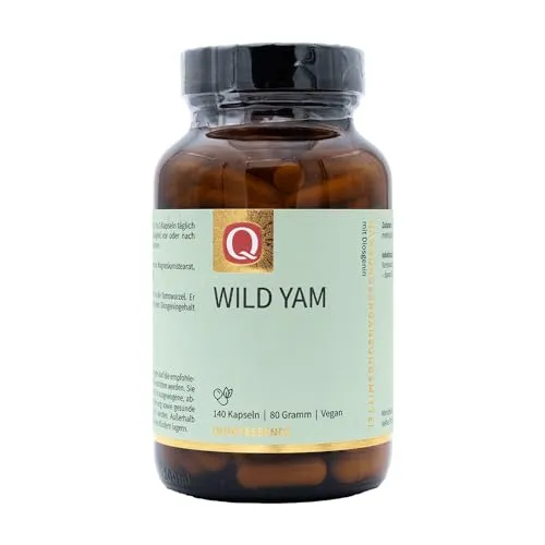 Quintessence Wild Yam Kapseln 140 Stk. - Hochdosierte Yamswurzel Kapseln mit 1425mg Extrakt - Die Wild Yam Kapseln bieten eine hohe Dosierung von 20 % natürlichem Diosgenin. Ideal für Frauen ab 40, vegan und ohne künstliche Zusätze. Hergestellt in Österreich unter höchsten Qualitätsstandards.