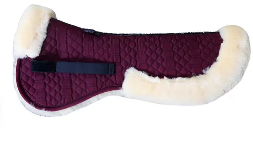 Engel Reitsport Sattelpad SAKIS2 Lammfell & Baumwollsteppstoff - Hochwertiges Sattelkissen für Pferde und Esel, Größe L (18 - 19,5 Inch), mit weichem Lammfell und atmungsaktivem Steppstoff für optimalen Komfort beim Reiten.