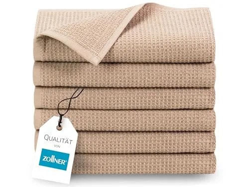ZOLLNER 6er Set Handtücher 50x100 cm in beige von Zollner