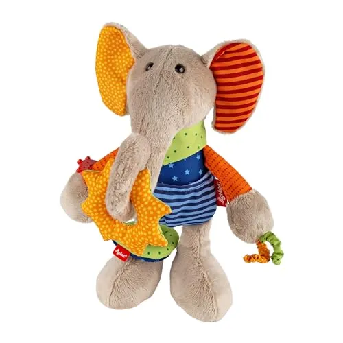Sigikid Baby Spiel-Elefant Play Q Art. Nr. 40863 - Kuschelweicher Elefant aus Deutschland, ideal zum Spielen und Schmusen für die Kleinsten.