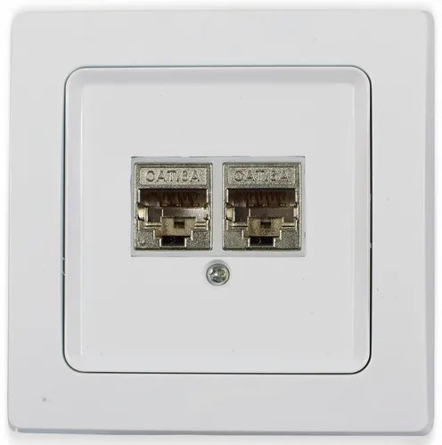 DELPHI RJ45-Doppeldose, CAT.6, weiß