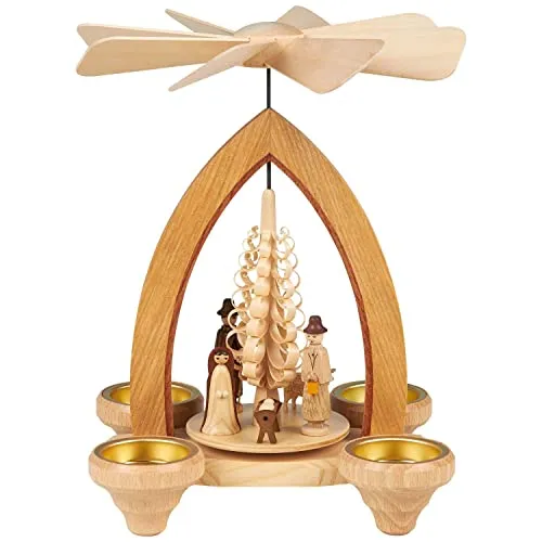 Seiffener Volkskunst | Erzgebirgische Weihnachtspyramide | 25 cm hoch | traditionelle Volkskunst aus dem Erzgebirge | mit Christi Geburt