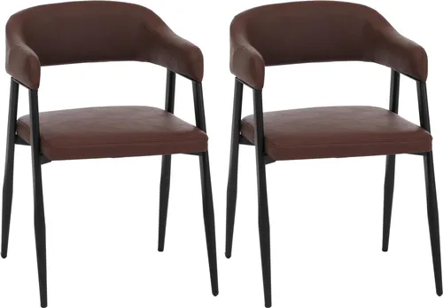 2er-Set Esszimmerstuhl MCW-P29, Rostrote Küchenstühle im Industrial Design